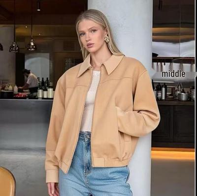 Женская замшевая куртка-бомбер в европейском и американском стиле