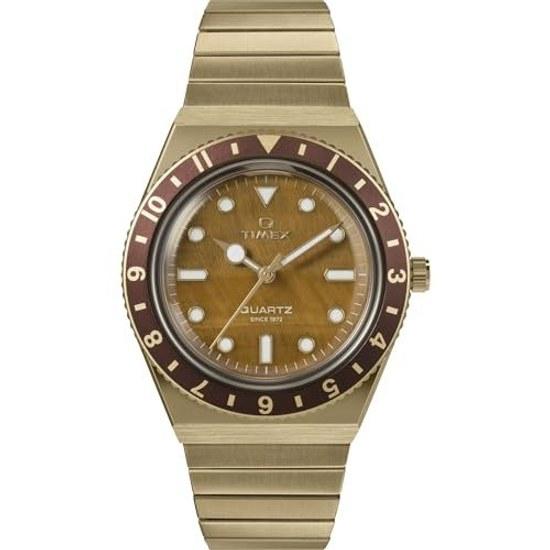 Женские часы Timex Q 36 мм, золотистый тон, коричневые.