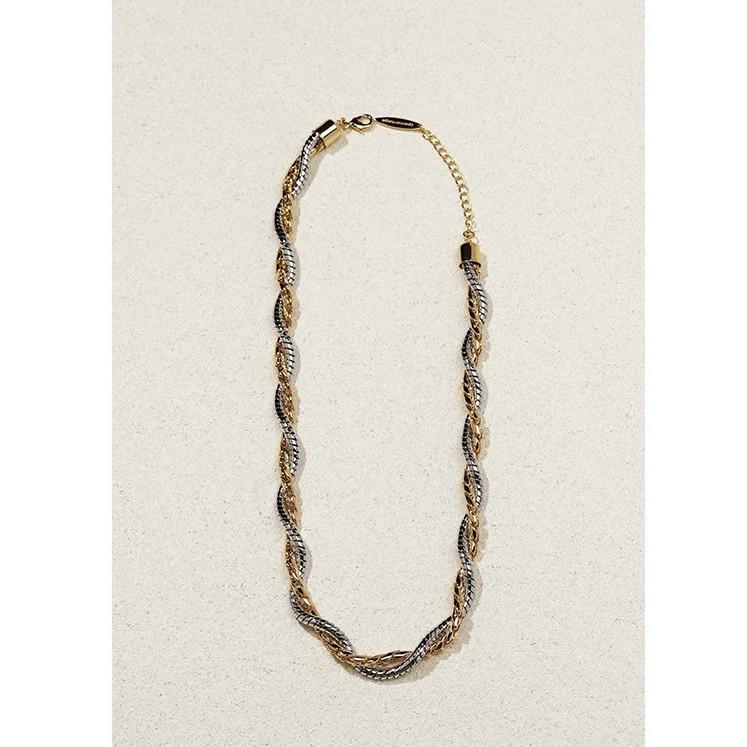 Европейско-американское двухцветное золотисто-серебристое колье с арабесковым витым спиральным узором - Высококачественная ретро-цепочка для ключицы