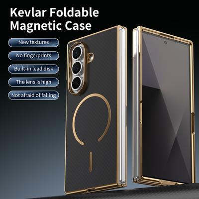 Для Samsung Galaxy Z Fold 7 6 5 4 3 Магнитная противоударная защитная пленка с текстурой кевлара, защитой от отпечатков пальцев, складной чехол для телефона