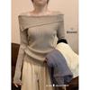 Women's Off-the-Shoulder Knitted Top: Early Autumn Style, Slim-Fit Base Layer with Unique Design Feel