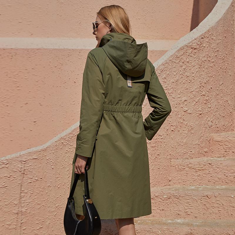 Ветровка ZIAI, весеннее повседневное универсальное длинное пальто с эластичной резинкой на талии, осеннее модное возрастное длинное пальто со свободным чехлом