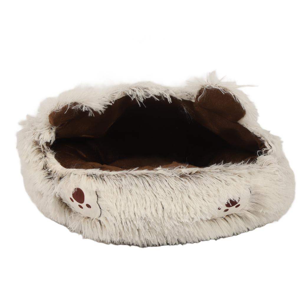 Cat Cave Bed Semi Enclosed Soft Comfortable Warm Cozy Fluffy All Seasons Universal Plush Pet Sleeping Bed for Cats Dogs