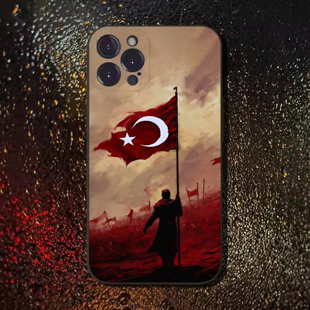 Турция Турецкий Флаг Чехол для Телефона Для iPhone 17,16,15,14,13,12,11 Plus,Pro Max,XS,X,XR,SE,Mini,8,7,Мягкий Силиконовый Черный Чехол