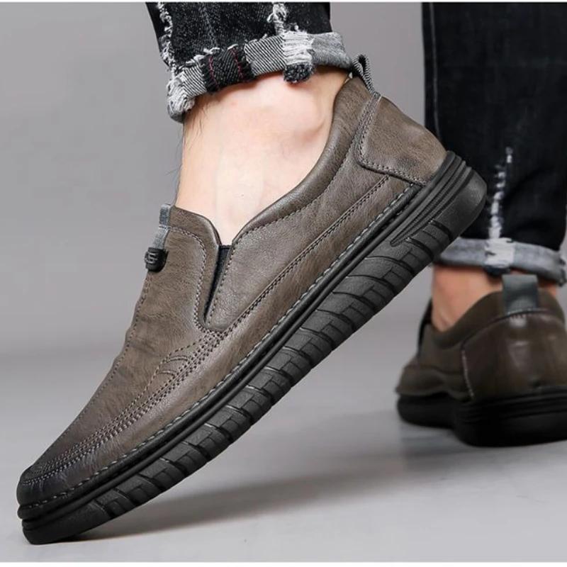 2024 New High Quality Outdoor Comfortable Fashion Soft Classic Driving Non-slip Flats Handmade Men Cowhide Leather Casual Shoes