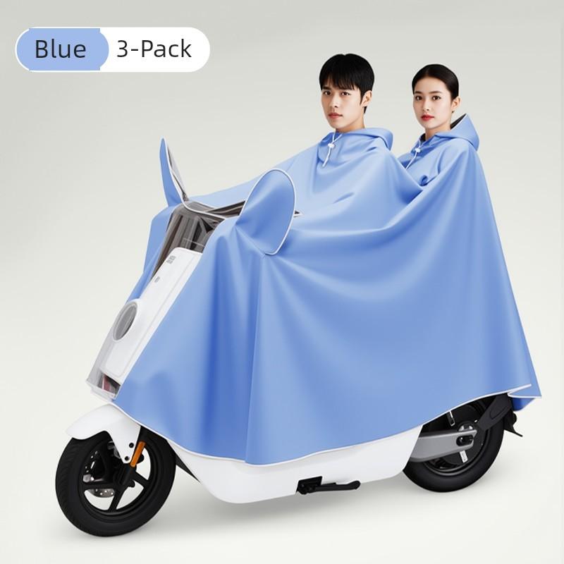 Ding Qing Electric Vehicle Raincoat, Double-Sized, Thickened, High Collar, Water-Resistant Motorcycle Poncho, Face Protection, Foot Cover, Heavy Rain