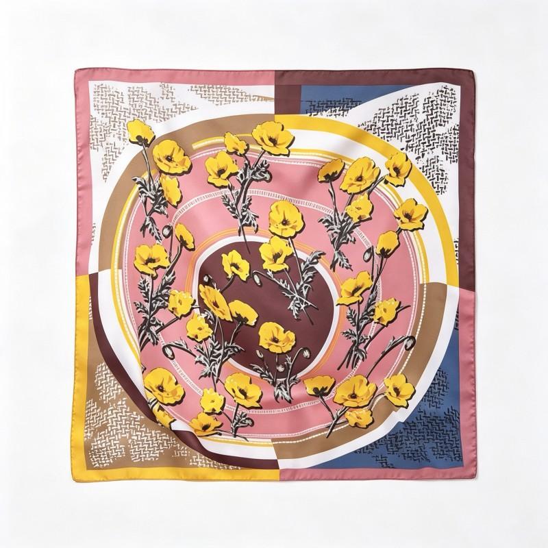 70x70cm Nylon Square Scarf Women Vintage Print Lightweight Accessory Office Casual Hair Styling