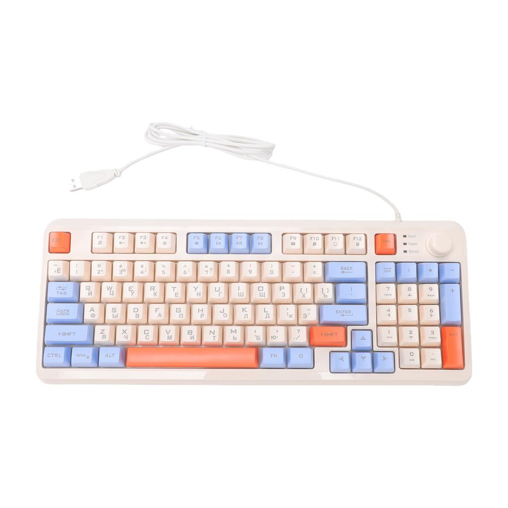 94 Keys Russian Gaming Keyboard RGB Backlit Mechanical Wired Russian Keyboard for Gaming Work Lake Blue