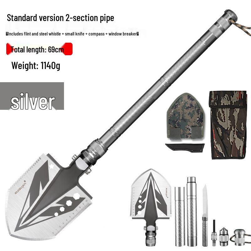 Многофункциональная складная лопата для улицы: Марганцевая сталь, Идеально подходит для кемпинга, рыбалки, внедорожного использования и задач, выполняемых с помощью транспортного средства