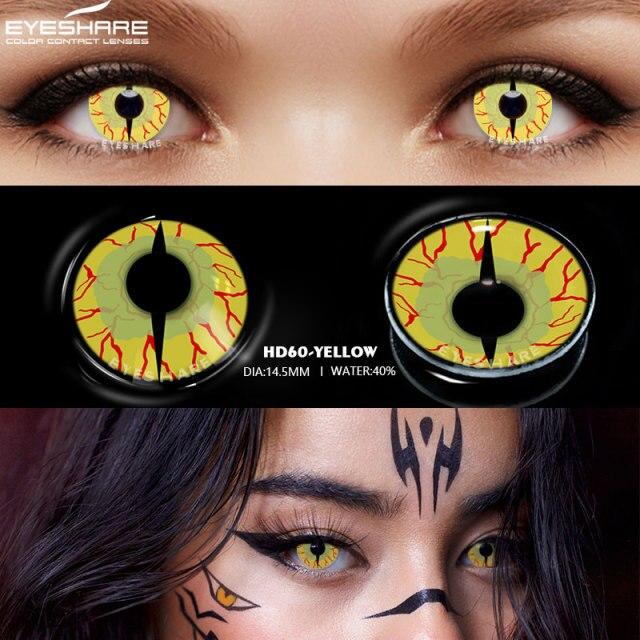 Eyeshare Цветные контактные линзы для глаз Аниме Косплей Цветные линзы Сине-зеленые линзы для зрачков Контактные линзы Красота макияжа