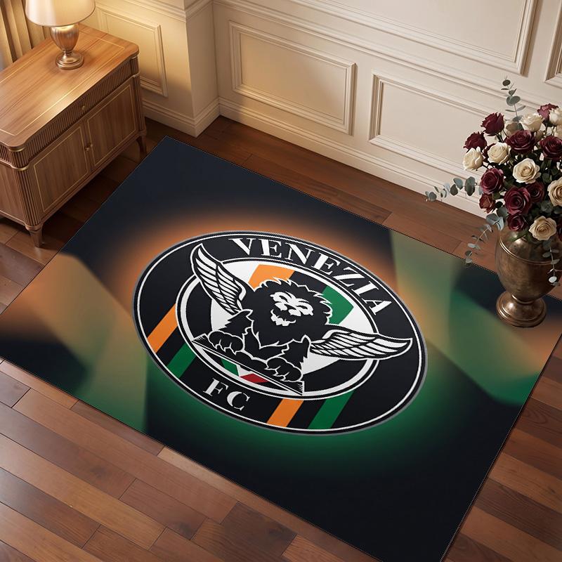 Venezia FC Football Print Crystal Velvet Rug, Comfortable Water Absorbent Non Slip Indoor Floor Carpet