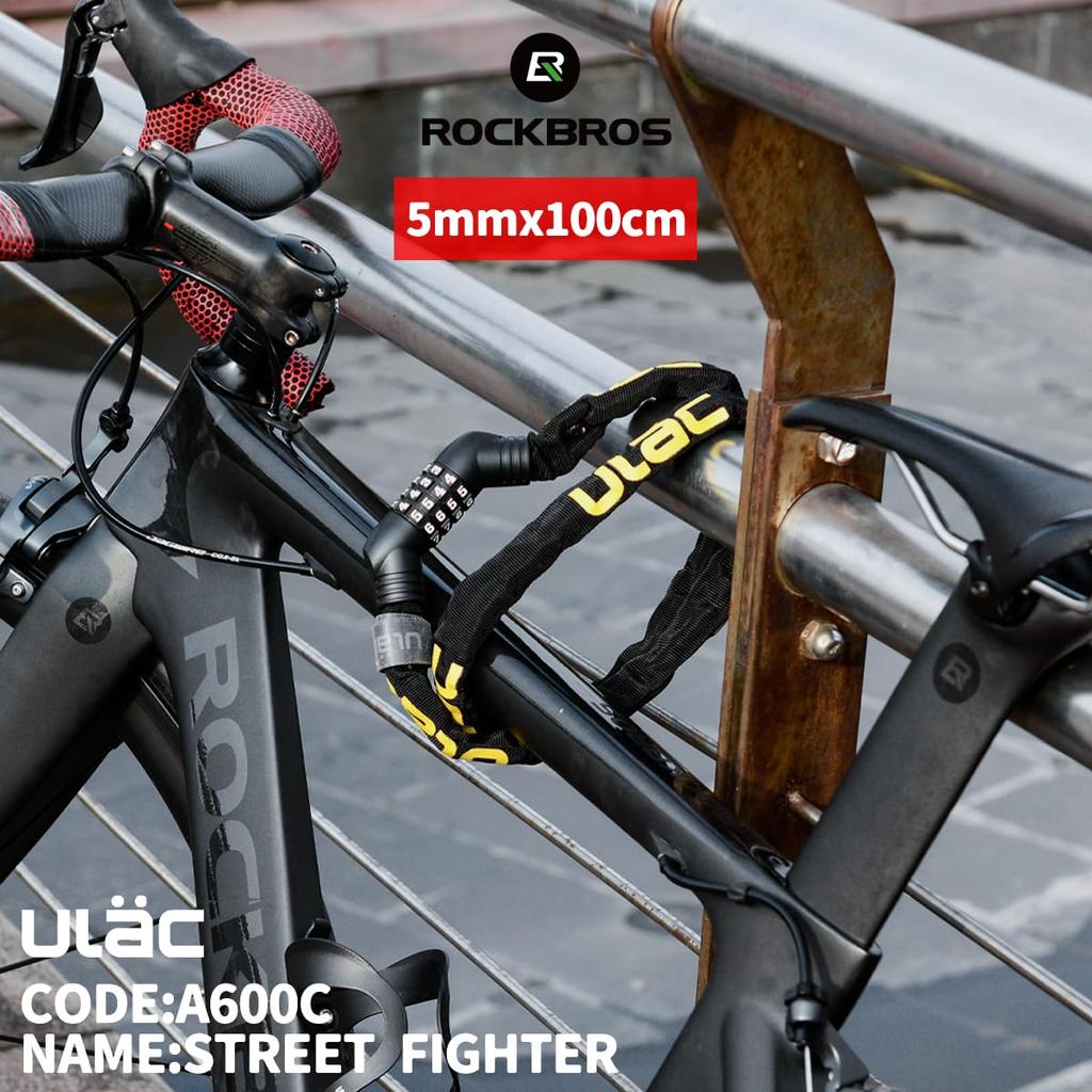 ULAC Bicycle Chain Dial Cable Motorcycle Wire High Cut Cable PIN Lock, Keyed, Lock, Lock, Lock, Lock, Resistance, Anti-Theft, Heavy-Duty, Lock,