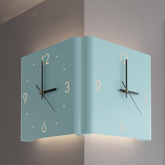 Светящиеся угловые настенные часы с полыми цифрами Бесшумная работа Простая установка Работающие от батареек двухсторонние угловые настенные часы