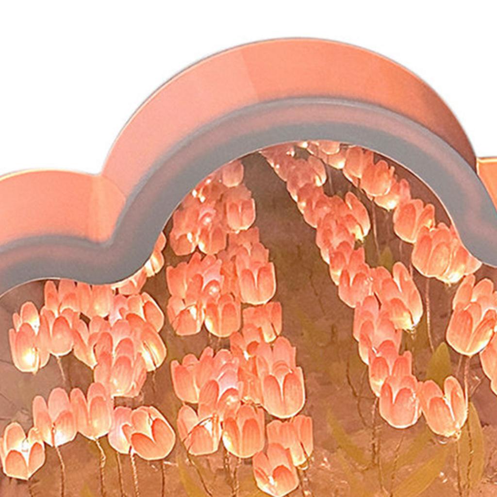 Tulip Cloud Mirror Night Lights 20 Pink Flowers Plastic Built In Batteries DIY Cloud Mirror Tulip