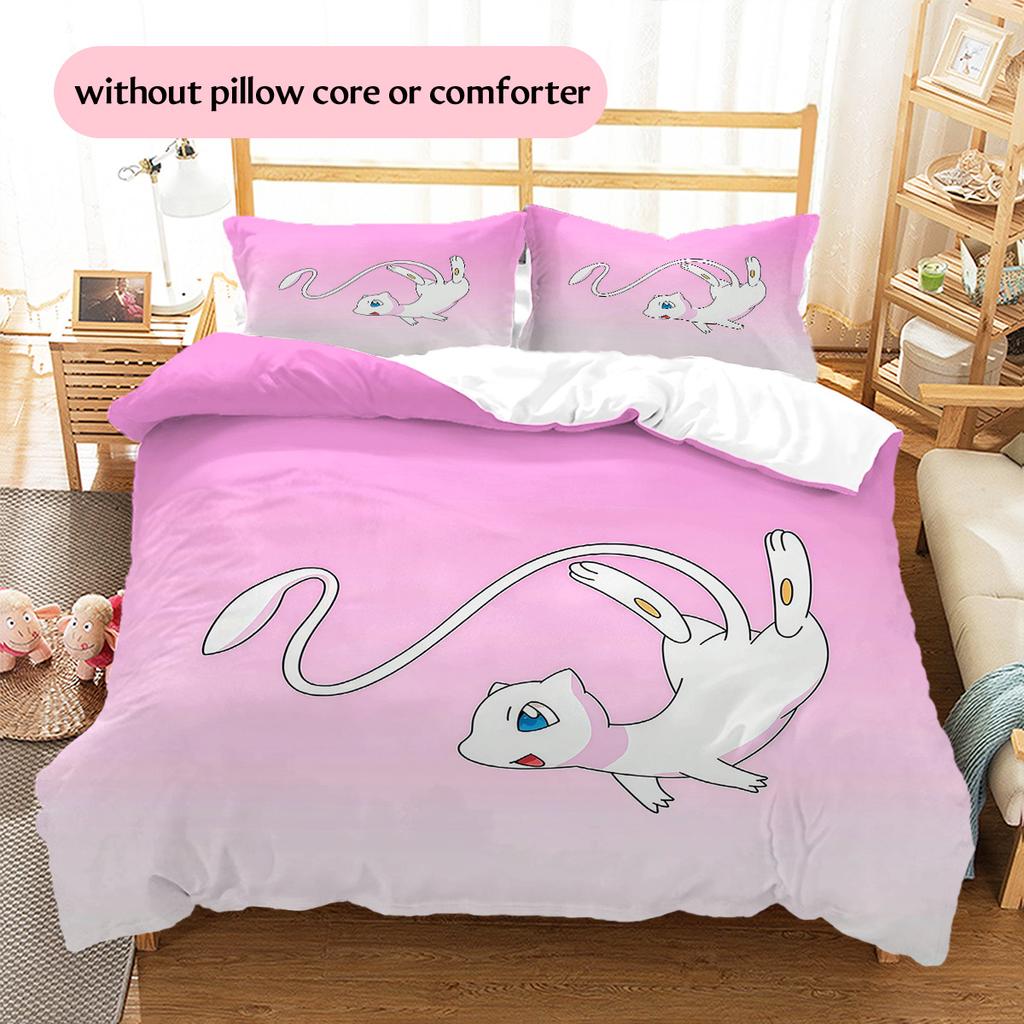 Mew Pattern Bedding Quilt Set Home Decoration Gift (1 * duvet cover + 2 * pillowcase without core)
