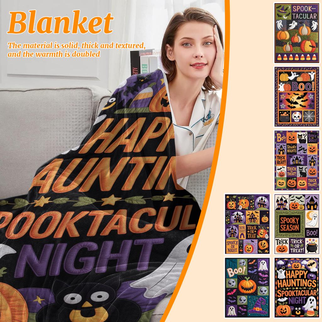 Halloween Print Pumpkin Castle Blanket Flannel Blanket Throw Blanket