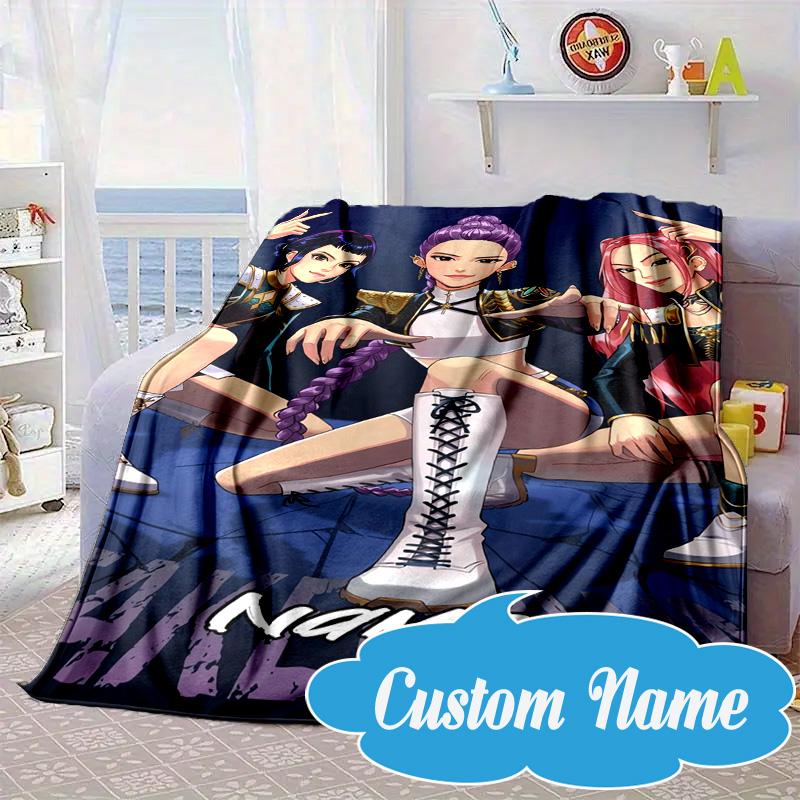 Custom Name Fantasy Night Trio K-Pop Blanket bed sofa Blanket Flannel Blanket for Camping, Hiking, Picnic Essentials,gift for Fan family