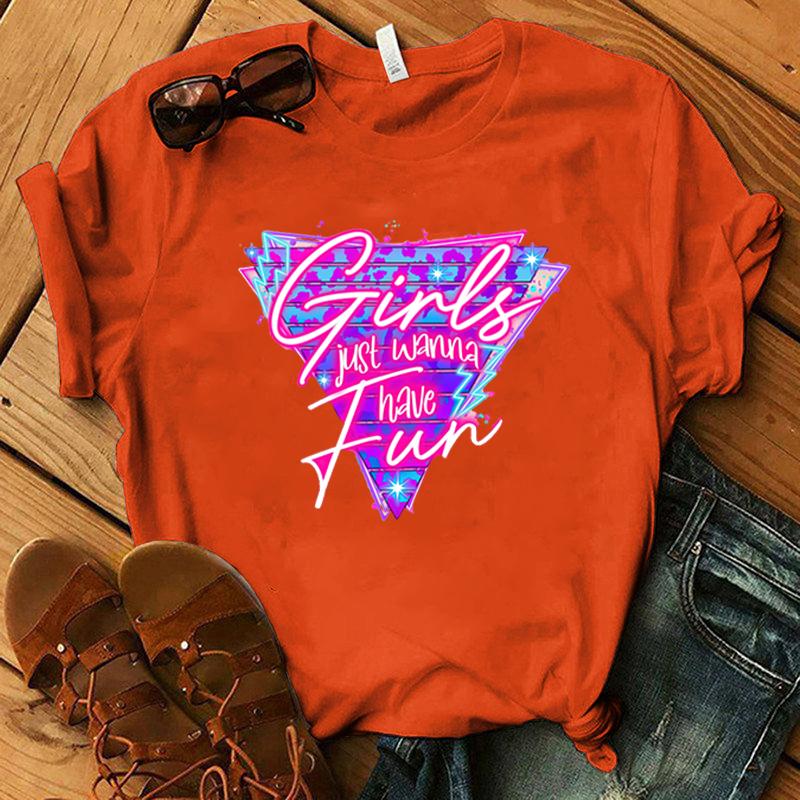 Новые смешные футболки с принтом 'Girls Just Wanna Have Fun', модные женские футболки с коротким рукавом, крутые летние повседневные топы