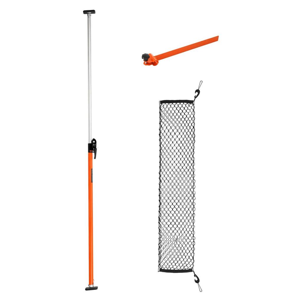 Cargo Bar, Ratcheting Cargo Bars Adjustable from 1016mm to 1854mm, Heavy-duty Steel Cargos Stabilizer with Storage Net & Divider Bar, Telescoping Load