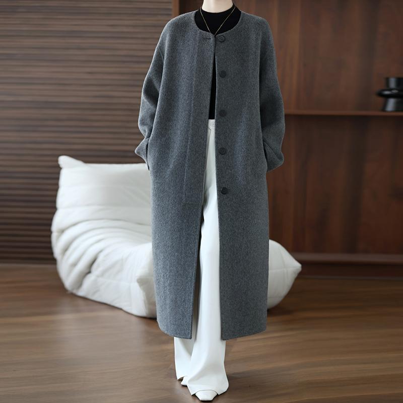 Женское пальто из 100% шерсти TIDENOVEL Осеннее шерстяное длинное пальто Ручной работы Пальто-бушлат Зимняя теплая шерстяная длинная куртка Пальто