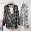 Women Thin Plaid Shirt Casual Long Sleeve Blouse Sun Protection Chiffon Coat Female Button Cardigan All-match Shirt Y2k Tops