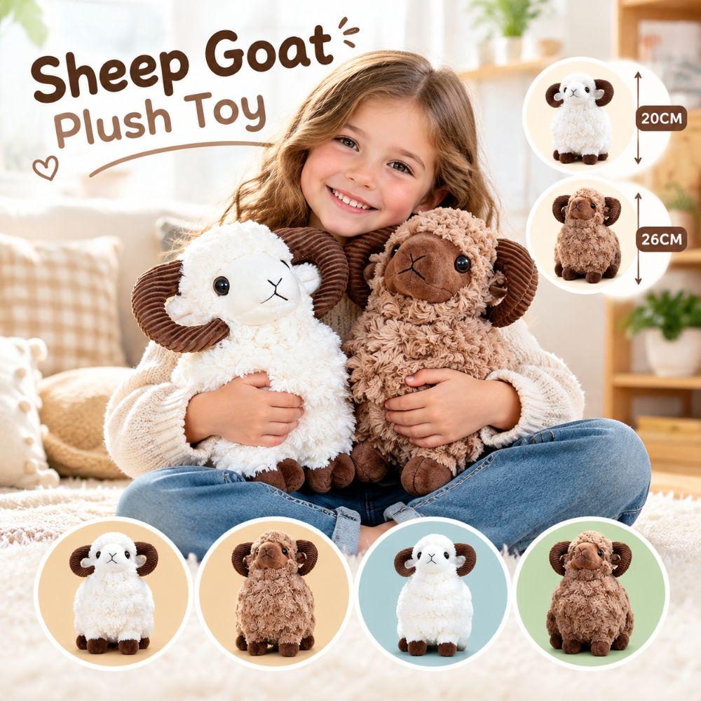 Soft Plush Goat Stuffed Animal Fluffy Fur Year of the Sheep Mascot New Sheep Plush Toy Home Decor