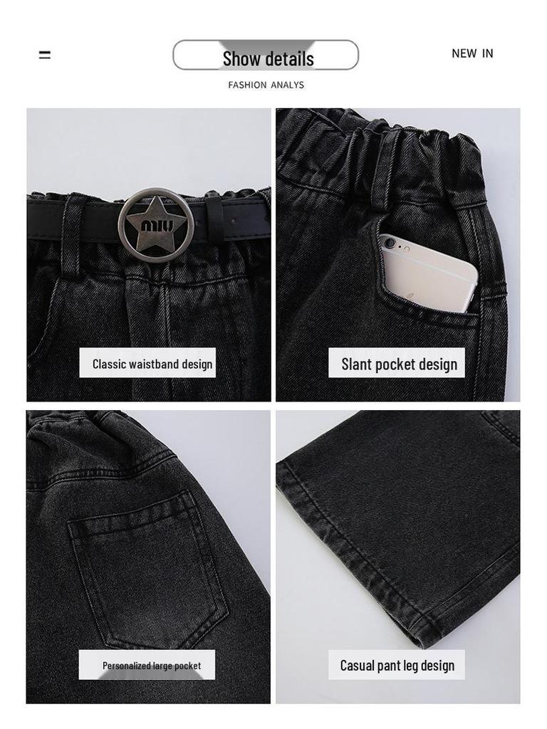 Джинсы карго на флисовой подкладке для девочек, зима 2025