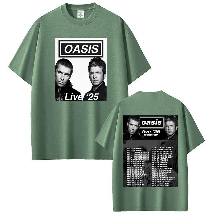 Британская рок-группа OASIS Live 25 Мировой тур 2025 Футболка Мужская Женская Оверсайз Футболки Хип-Хоп Летние Хлопок Готика Панк Футболки