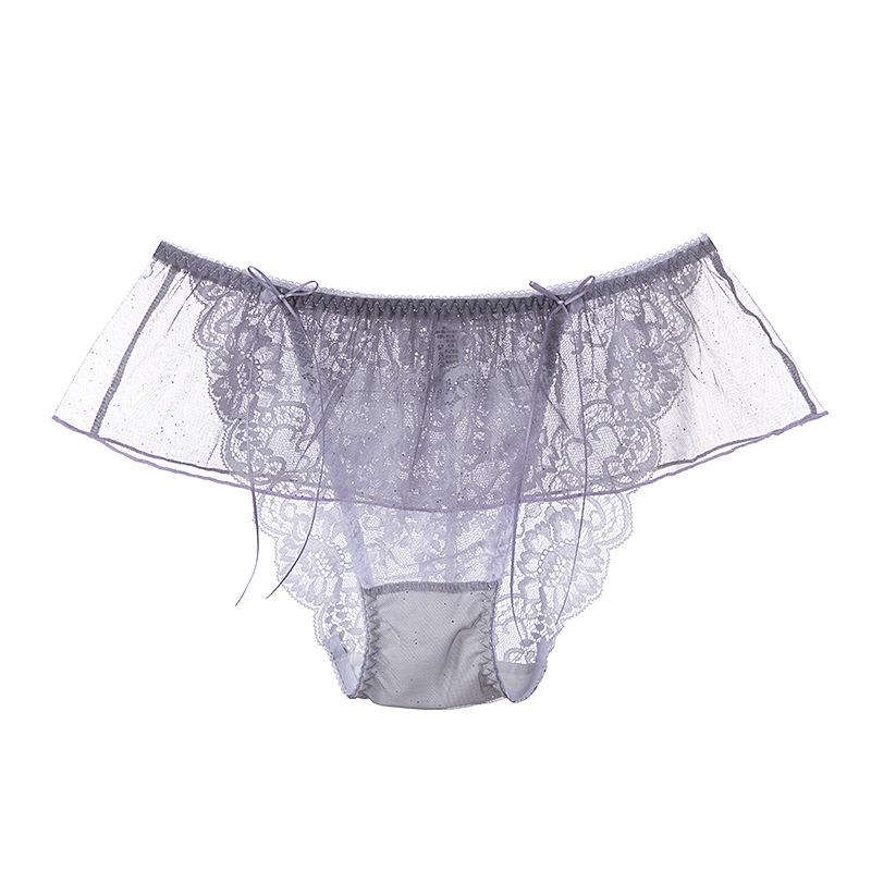 Perspective Sexy Mesh Lace Panties Mid Waist Triangle Women's Panties