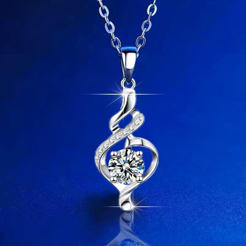 Plated S925 Necklace Ins Niche Net Red Women's Crystal Pendant Collarbone Necklace Ladies Necklace