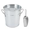Ice Bucket Round with Ice Shovel Galvanized Sheet Plastic Beer Chiller Bin for Bar Home