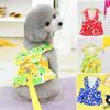 1 Set Pet Harness Sleeveless Flower Dress Eye-catching Dog Traction Printing Pet Rope Dress