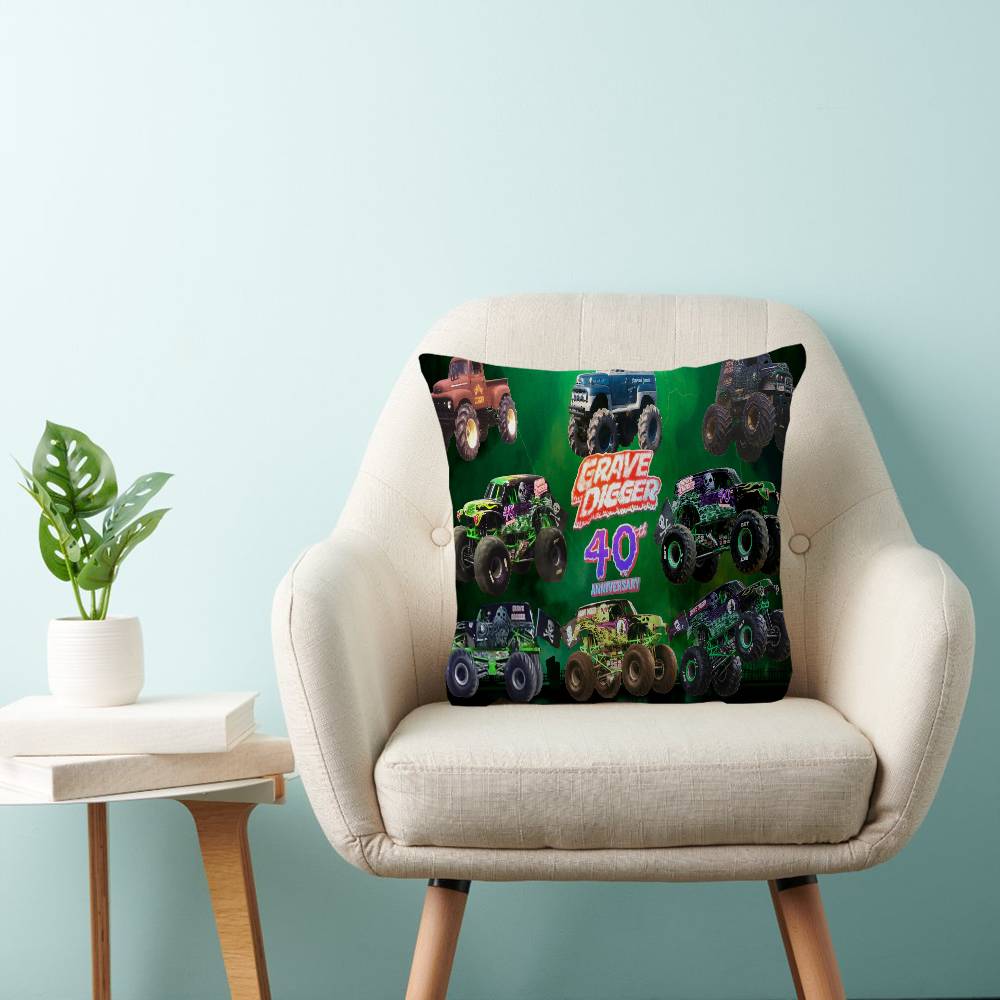 Cartoon Monster Jam Personalized Pillow Dust Cover Bedroom Kids Party Decoration Pillowcase Birthday Children Gift