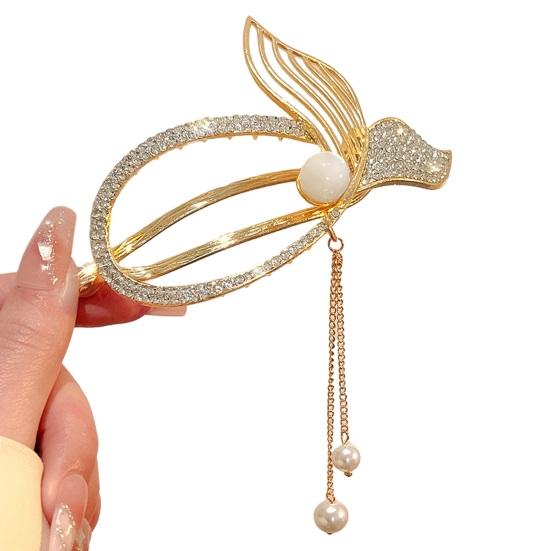 Заколка для волос с кисточками и стразами, искусственный жемчуг, сказочный рыбий хвост, цветок, дизайн бабочки, элегантная заколка для волос, женские аксессуары для волос