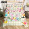 Розовый пододеяльник с цветущей сакурой, тема «Счастливой Пасхи», кроличьи уши, пасхальные яйца, постельный комплект, полиэстер, бабочка, цветок, пододеяльник
