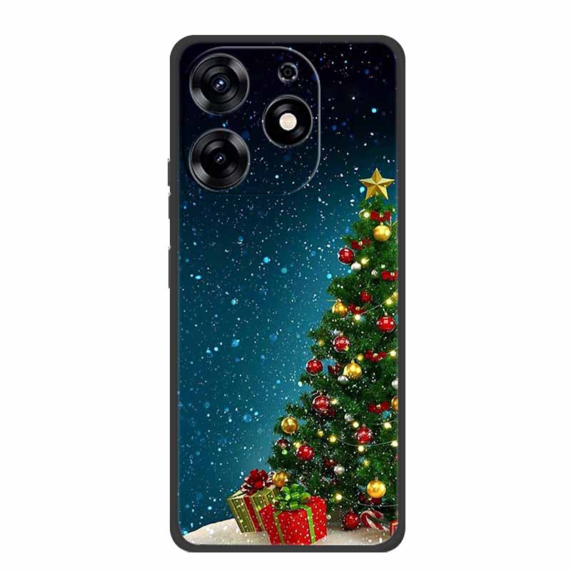 Чехол для Tecno Spark Go 2024 С Рождеством Xmas Черный Силиконовый Мягкий Задний Чехол для Tecno Spark 10 Pro 10C Pop 8 Чехол для Телефона