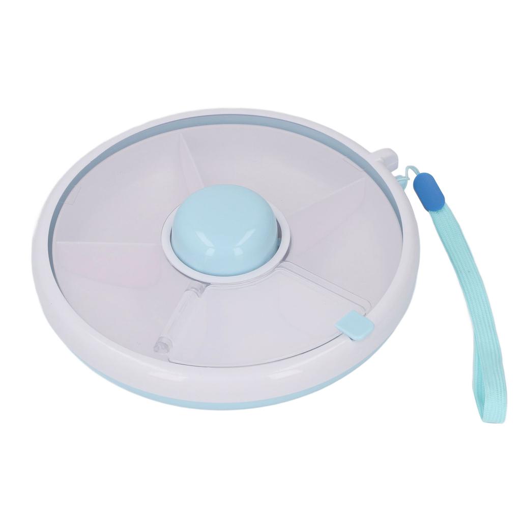 Rotating Snack Box With Lid 5 Compartment Dispenser Damp Proof Sealed Portable Kids Fruit Rotating