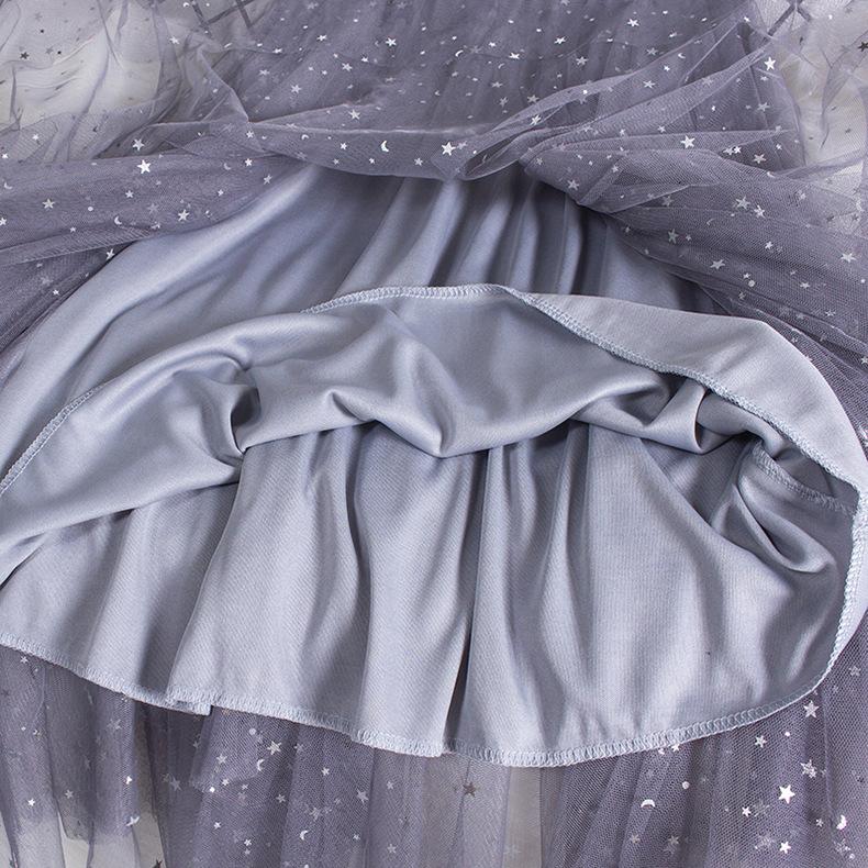 Autumn and Winter High Waist All-match Star Sequined Mesh Skirt Mid-length Long Skirts for Women Slim