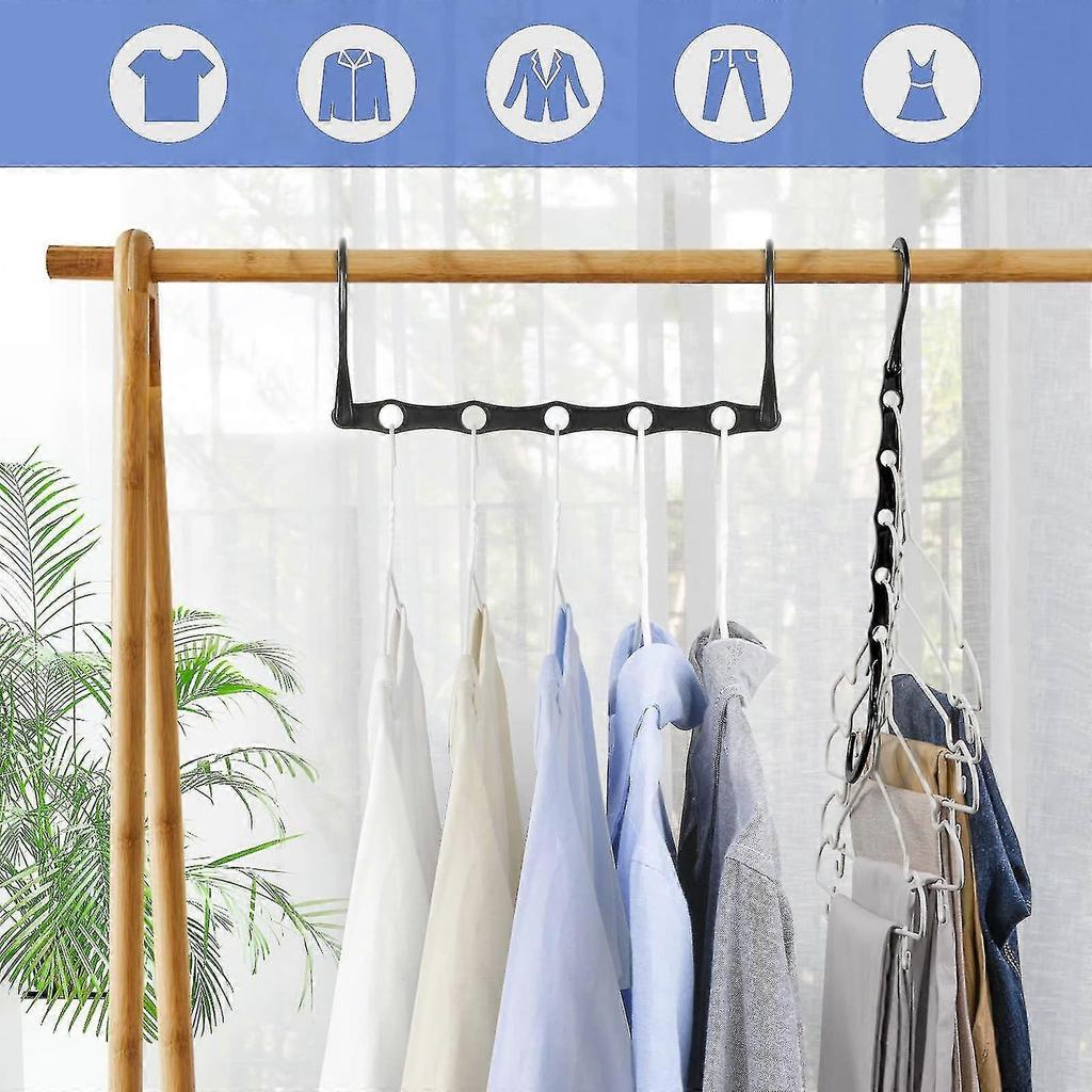 10 Pcs Magic Space Saving Hangers, 5 Holes Multi Hangers For Dorms Home Closet Organization