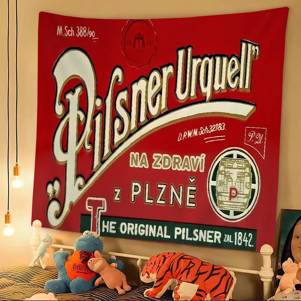 Логотип пива Pilsner Urquell Мультяшный Гобелен Богемские Настенные Гобелены Мандала Настенное Полотно