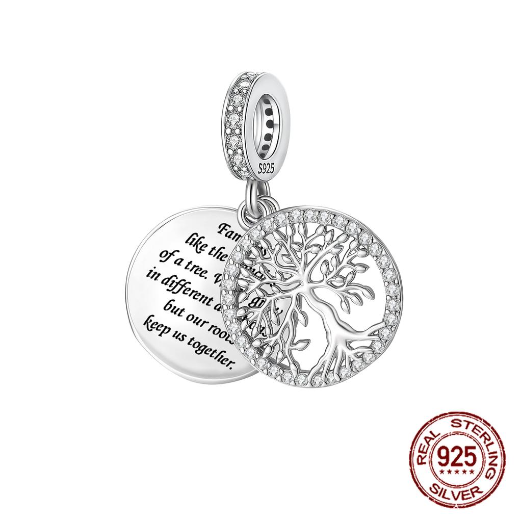 Шармы Бусины Медь Однотонный Буква Семья Навсегда Дерево Жизни Циркониевые Бусины Подходят для DIY Браслетов Ювелирные Изделия