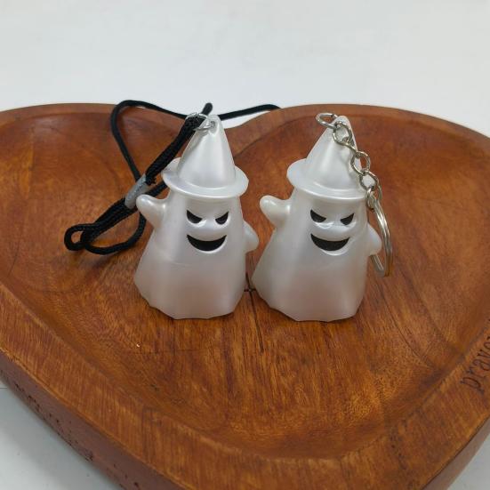 Брелок для ключей с привидением на Хэллоуин со светящимся брелоком-призраком, цветное ожерелье с подсветкой, аксессуары для привидения на Хэллоуин