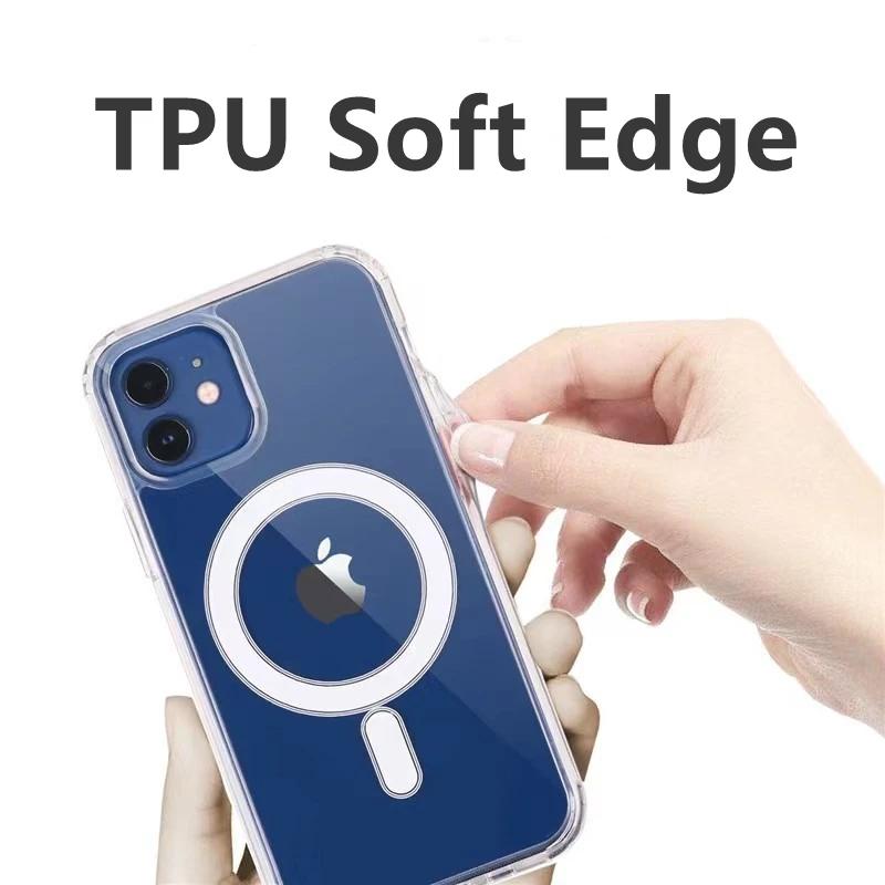 Прозрачный магнитный чехол для телефона для для Для Iphone 16 16E 15 14 Plus 13 12 Mini Pro Max Беспроводная зарядка Задняя крышка