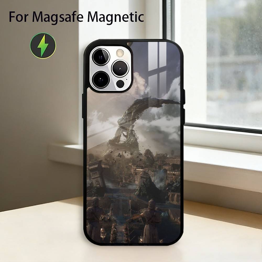 Игровой чехол C-Clair Obscur E-Expedition 33 для iPhone17,16,15,14,13,12,11 Plus,Pro Магнитный для беспроводной зарядки MagSafe