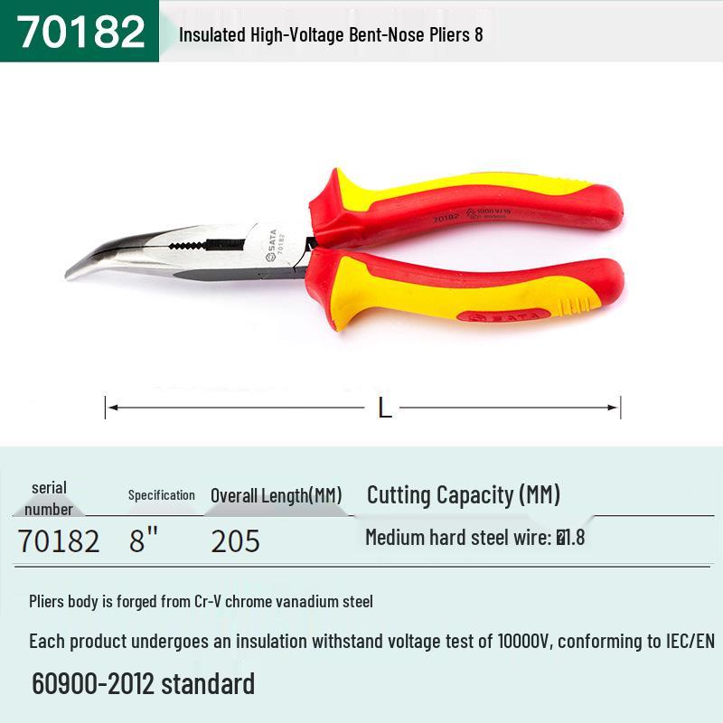 SATA 70111/70161 Изолированные Высоковольтные Плоскогубцы, Круглогубцы и Изогнутые Зондовые Клещи для Электриков
