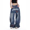 Vintage Spice Star Embroidered Wide-leg Machete Jeans Female Y2K Punk Style Baggy Slim Joker Straight Mop Pants