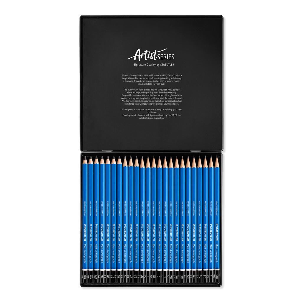 Карандаш Staedtler Mars Lumograph 24 Твердость Рисование 100 G24 Черный Набор, Градации, Карандаши,