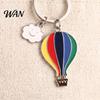 Alloy Keychain with Extension Chain Pendant Enamel Rainbow Hot Air Balloon Charm Key Oil Dripping Color Holder Smiling Cloud Decorative Backpack