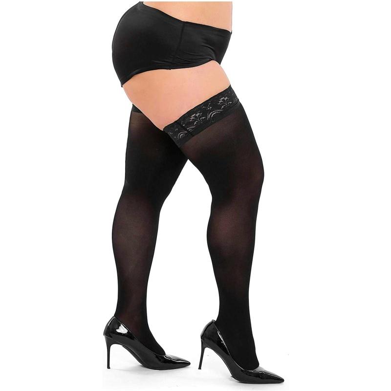 Plus Big Size Elastic Fat Woman Sexy Over Knee Thigh Highs Lace Stockings Plus Size Leg Long Knee Socks