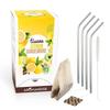 Organic Ginger and Lemon Herbal Tea 20 Sachets + 4 Stainless Steel Straws